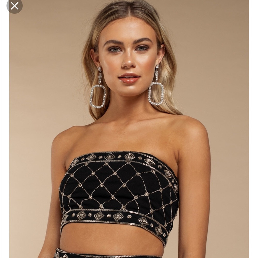 Tobi black beaded crop top